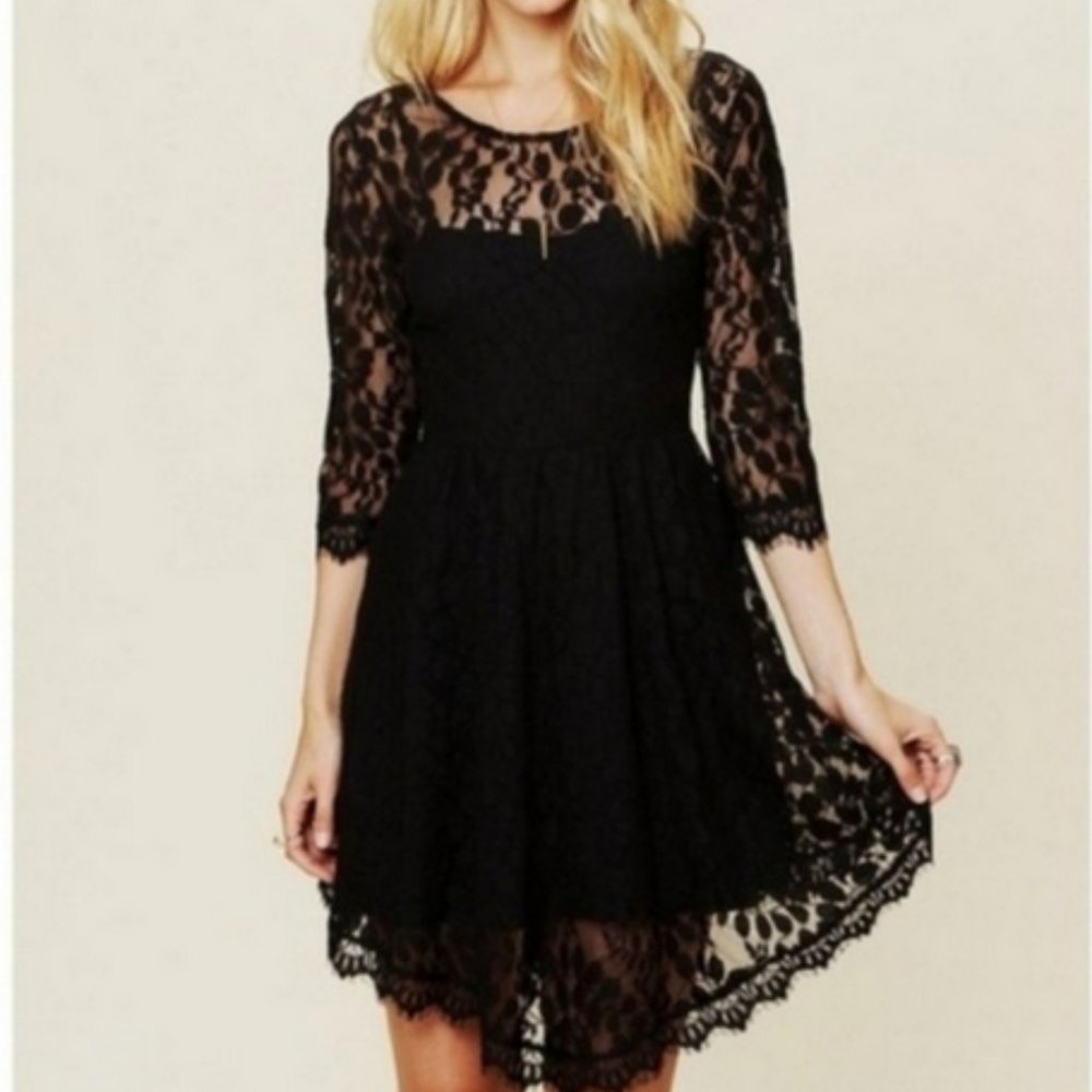 Free People Black Lace Dress